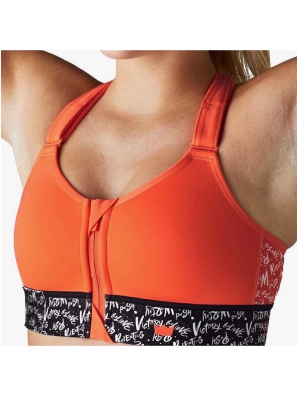 SheFit 2 Luxe Ultimate Flex Sports Bra Believe Limited Ed Orange Convertible Zip